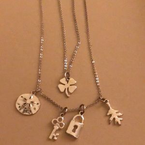 CUTE- silver tone- 2 necklaces and 5 charms 🍀